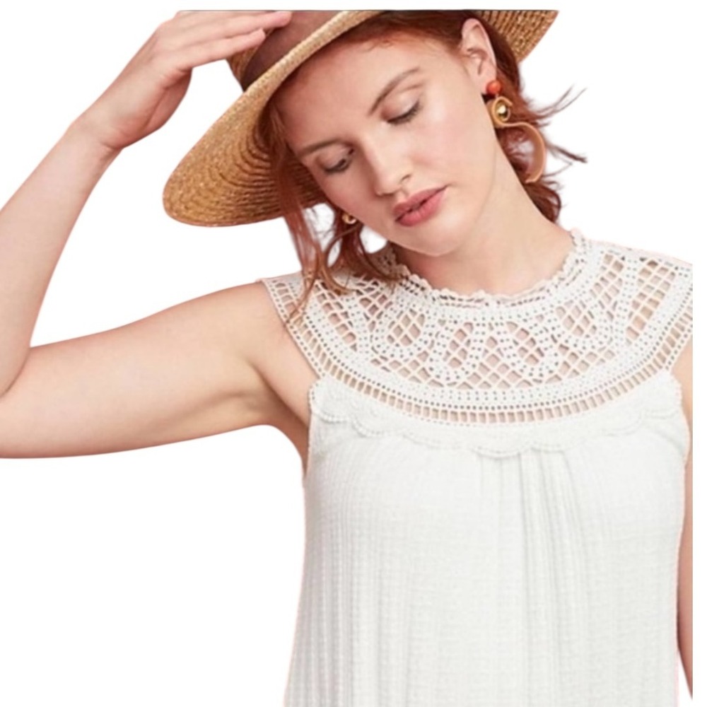 Meadow‎ Rue by Anthropologie White Crochet Lace Top cotton blouse Large
